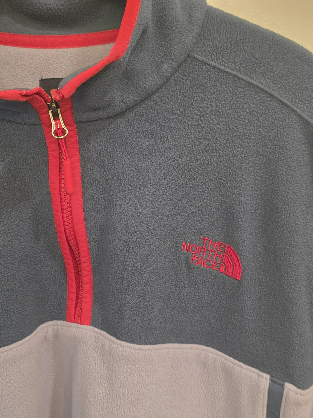 The North Face Vintage Men's XXL Fleece Blue Red Gray Full Zip Pit Zips...